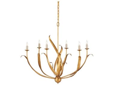 Currey & Company Menefee 6-Light Antique Gold Leaf Chandelier CY90000444