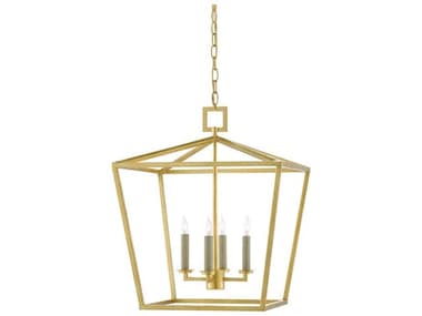 Currey & Company Denison 4-Light Contemporary Gold Leaf Candelabra Chandelier CY90000457