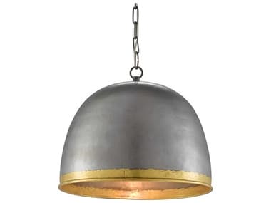 Currey & Company Matute 1-Light Pewter Polished Brass Bell Pendant CY90000477