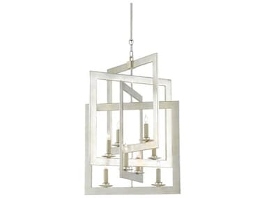 Currey & Company Middleton 8-Light Contemporary Silver Leaf Candelabra Chandelier CY90000523