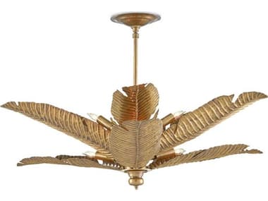 Currey & Company Tropical 6-Light Vintage Brass Geometric Pendant CY90000544