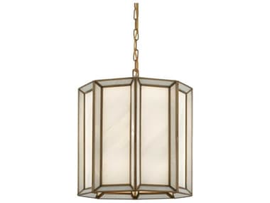 Currey & Company Daze 1-Light Antique Brass White Glass Cylinder Mini Pendant CY90000574