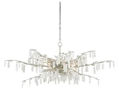Currey & Company Forest 8-Light Textured Silver Crystal Chandelier CY90000608