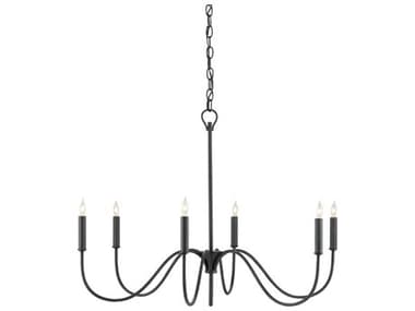 Currey & Company Tirrell 6-Light Antique Black Candelabra Chandelier CY90000653