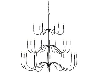 Currey & Company Tirrell 27-Light Antique Black Candelabra Chandelier CY90000655