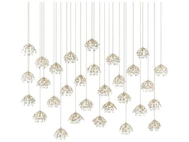 Currey & Company Crystal Bud 30-Light Painted Silver Bell Island Pendant CY90000672