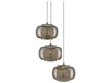 Currey & Company Pepper 3-Light Painted Silver Nickel Globe Mini Pendant CY90000689