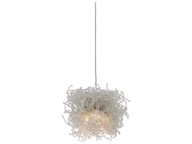 Currey & Company Birds Nest 1-Light Painted Silver Glass Mini Pendant CY90000695