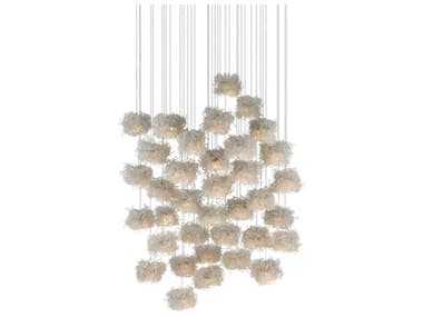Currey & Company Birds Nest 36-Light Painted Silver Glass Pendant CY90000701