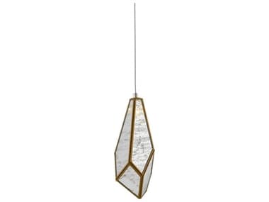 Currey & Company Glace 1-Light Painted Silver Antique Brass Glass Mini Pendant CY90000702