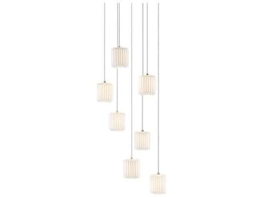 Currey & Company Dove 7-Light Painted Silver White Cylinder Pendant CY90000711