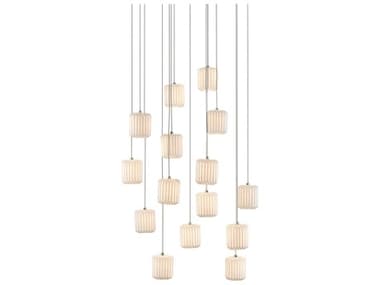Currey & Company Dove 15-Light Painted Silver White Cylinder Pendant CY90000712