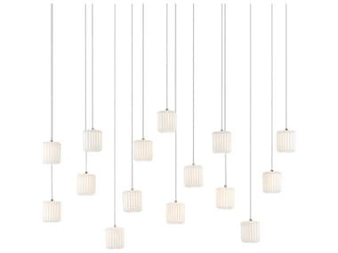 Currey & Company Dove 15-Light Painted Silver White Cylinder Island Pendant CY90000713