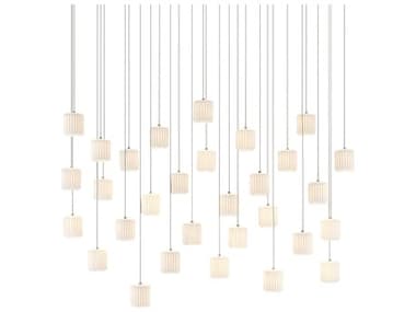 Currey & Company Dove 30-Light Painted Silver White Cylinder Island Pendant CY90000714