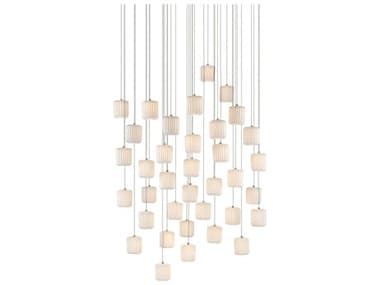 Currey & Company Dove 36-Light Painted Silver White Cylinder Pendant CY90000715