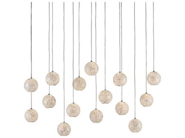 Currey & Company Finhorn 15-Light Painted Silver Pearl Globe Island Pendant CY90000720