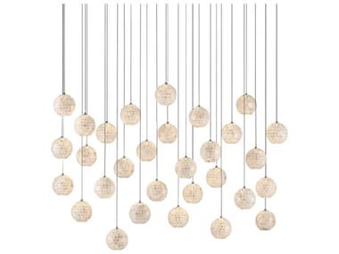 Currey & Company Finhorn 30-Light Painted Silver Pearl Globe Island Pendant CY90000721