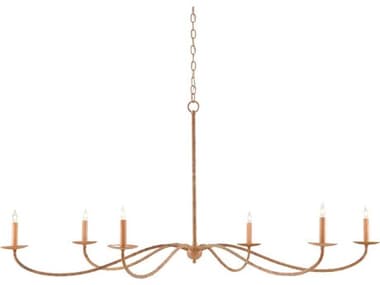 Currey & Company Saxon 6-Light Painted Rattan Natural Brown Candelabra Chandelier CY90000757