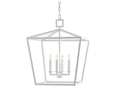 Currey & Company Denison 18" Wide 4-Light Gesso White Chandelier CY90000824