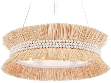 Luxecor Seychelles 6-Light Sugar White Natural Raffia Pendant LXCVST29490