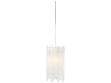 Currey & Company Escenia 5" 1-Light Natural Painted Silver White Crystal Glass Cylinder Mini Pendant CY90000881