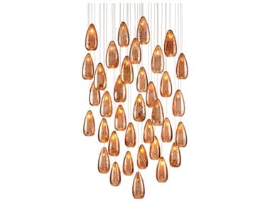 Currey & Company Rame 33" 36-Light Copper Silver Painted Glass Pendant CY90000908