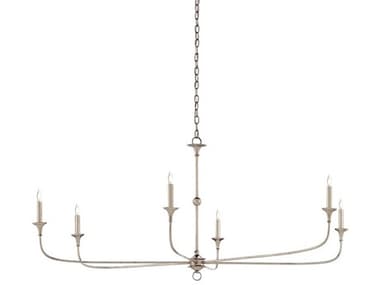 Currey & Company Nottaway 61" Wide 6-Light Champagne Silver Candelabra Chandelier CY90000932
