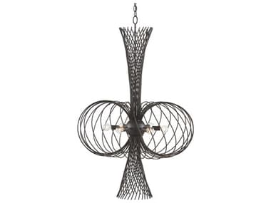Currey & Company Akio 6-Light Bronze Gold Black Bowl Chandelier CY90000963