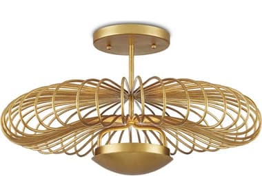 Currey & Company Sheereen 1-Light Gold LED Geometric Semi Flush Mount CY90000985