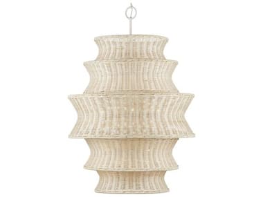 Currey & Company Phebe 9-Light Bleached Natural Vanilla White Tiered Chandelier CY90001083