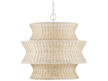 Currey & Company Phebe 9-Light Bleached Natural Vanilla White Geometric Chandelier CY90001084