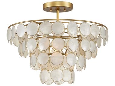 Currey & Company Bon Vivant 20" 1-Light Natural Gold Tiered Semi Flush Mount CY90001087