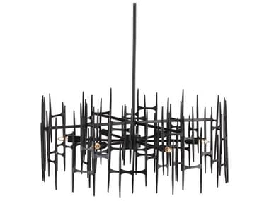 Currey & Company Attingham 6-Light Satin Black Chandelier CY90001091