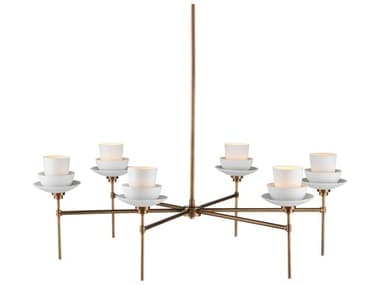 Currey & Company Etiquette 6-Light Antique Brass White Chandelier CY90001092