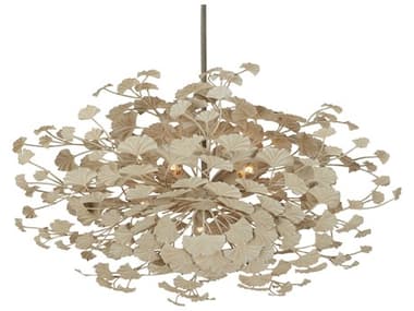 Currey & Company Maidenhair 5-Light Antique Pearl White Semi Flush Mount CY90001108