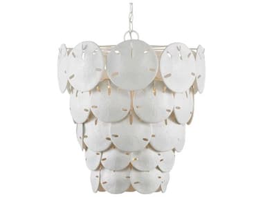 Currey & Company Tulum 20" Wide 5-Light Sugar White Tiered Chandelier CY90001113