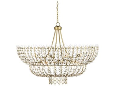 Currey & Company Magnum Opus 12-Light Brass White Glass Chandelier CY90001119