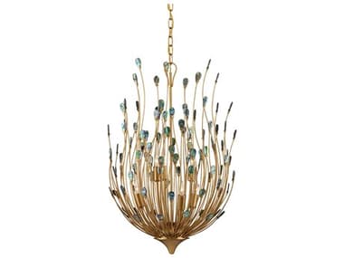 Currey & Company Delphos 6-Light Contemporary Gold Natural Chandelier CY90001149