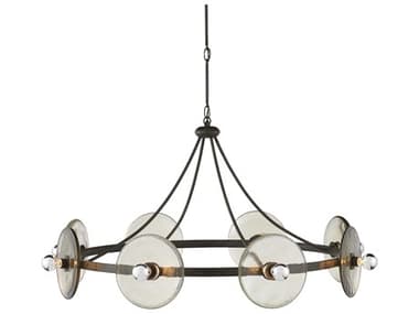 Currey & Company Circumstellar 8-Light Black Iron Clear Chandelier CY90001150