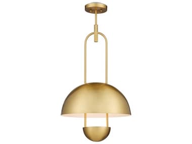 Currey & Company Creighton 1-Light Brass White Dome Semi Flush Mount CY90001170