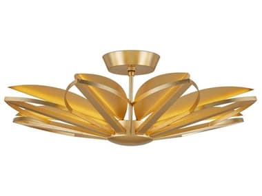 Currey & Company Stewart 8-Light Gold Leaf Geometric Semi Flush Mount CY90001194