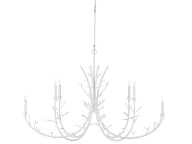 Currey & Company Twiggy 6-Light Gesso White Candelabra Chandelier CY90001207