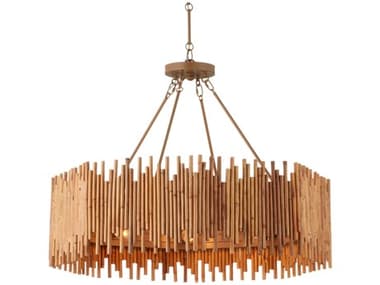 Currey & Company Teahouse 8-Light Natural Khaki Brown Chandelier CY90001208