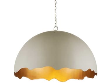 Currey & Company Tamago 1-Light Smoky Olive Contemporary Gold Gray Dome Pendant CY90001219