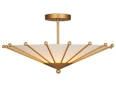 Currey & Company Epoch 1-Light Contemporary Gold Leaf Sugar White Semi Flush Mount CY90001225