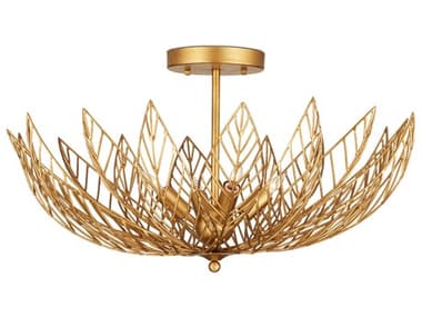 Currey & Company Leaflace 4-Light Gold Bowl Semi Flush Mount CY90001228