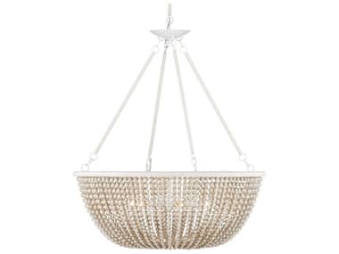 Currey & Company Wychwood 6-Light Polished White Bowl Chandelier CY90001240