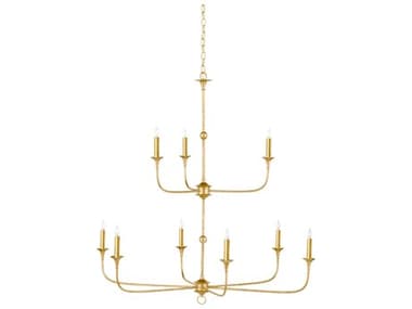 Currey & Company Nottaway 9-Light Satin Gold Candelabra Chandelier CY90001254