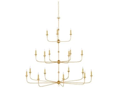 Currey & Company Nottaway 18-Light Satin Gold Candelabra Chandelier CY90001255