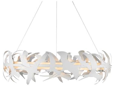 Currey & Company Tijereta 1-Light Gesso White Round Pendant CY90001262